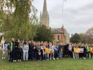 Students walk to help air ambulance